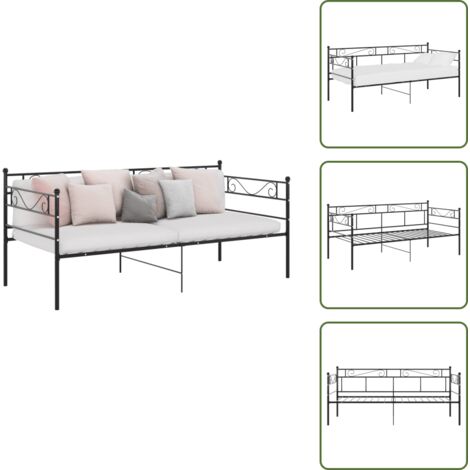 Cama auxiliar - vidaXL Estructura de sofá cama sin colchón metal negro 90x200 cm - Sofá cama metal