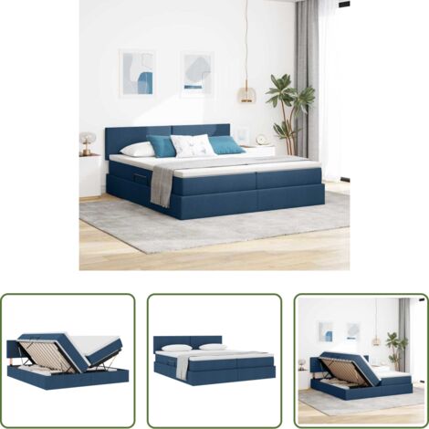 Cama azul -  Cama con almacenamiento Azul 180 x 200 cm Cuero sintético