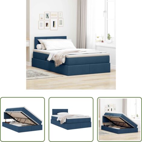 Cama azul -  Cama con almacenamiento y colchón con colchón Azul 120 x 200 cm