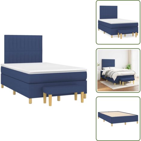 Cama azul - vidaXL Cama box spring con colchón tela azul 120x190 cm - Cama con cabecero ajustable