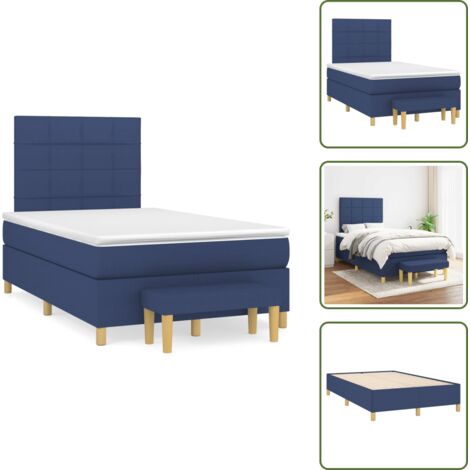 Cama azul - vidaXL Cama box spring con colchón tela azul 120x190 cm - Cama con cabecero ajustable