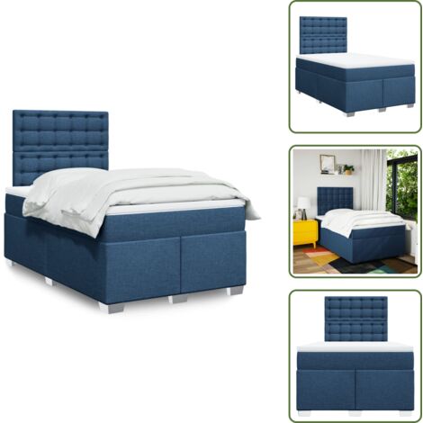 Cama azul - vidaXL Cama box spring con colchón tela azul 120x200 cm - Cama con cabecero ajustable
