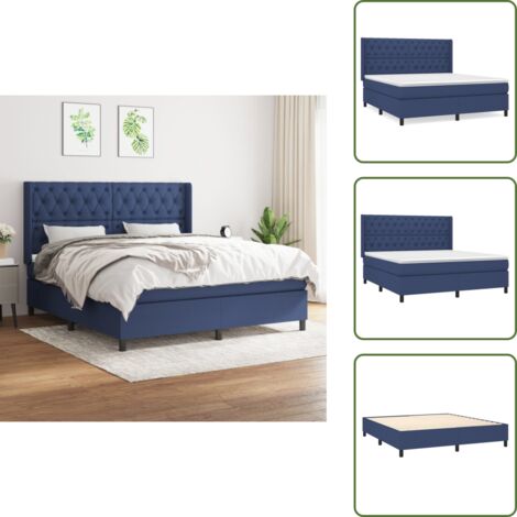 Cama azul - vidaXL Cama box spring con colchón tela azul 160x200 cm - Cama con cabecero ajustable