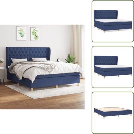 Cama azul - vidaXL Cama box spring con colchón tela azul 160x200 cm - Cama con cabecero ajustable
