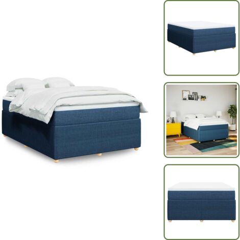 Cama azul - vidaXL Cama box spring con colchón tela azul 160x200 cm - Cama con muelles