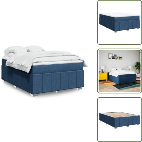Cama azul - vidaXL Cama box spring con colchón tela azul 160x200 cm - Cama con muelles