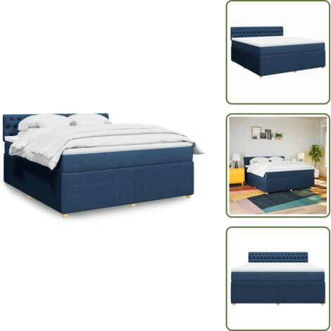 Cama azul - vidaXL Cama box spring con colchón tela azul 180x200 cm - Cama con cabecero