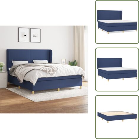 Cama azul - vidaXL Cama box spring con colchón tela azul 180x200 cm - Cama con cabecero ajustable