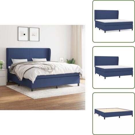 Cama azul - vidaXL Cama box spring con colchón tela azul 180x200 cm - Cama con cabecero ajustable