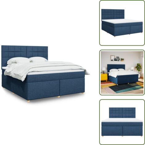 Cama azul - vidaXL Cama box spring con colchón tela azul 180x200 cm - Cama con cabecero ajustable