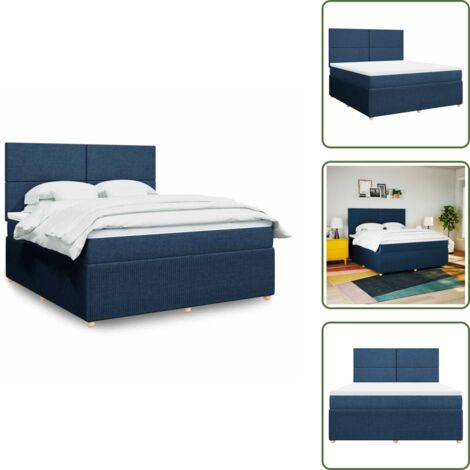 Cama azul - vidaXL Cama box spring con colchón tela azul 180x200 cm - Cama con cabecero ajustable
