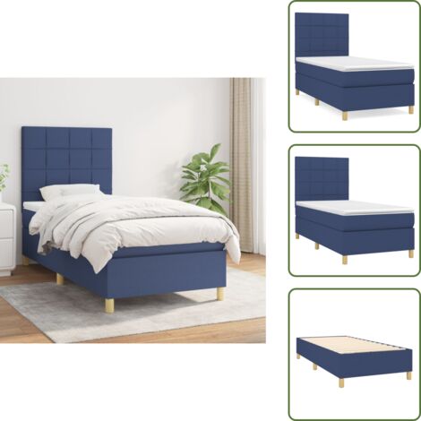Cama azul - vidaXL Cama box spring con colchón tela azul 80x200 cm - Cama con cabecero ajustable