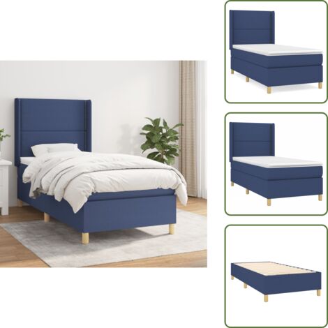 Cama azul - vidaXL Cama box spring con colchón tela azul 90x190 cm - Cama con cabecero ajustable