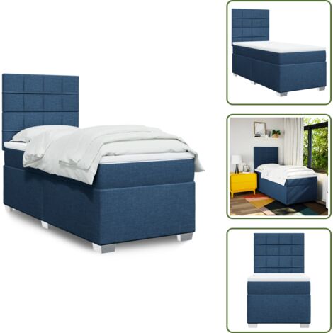 Cama azul - vidaXL Cama box spring con colchón tela azul 90x190 cm - Cama con cabecero ajustable