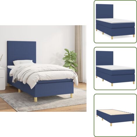 Cama azul - vidaXL Cama box spring con colchón tela azul 90x190 cm - Cama con cabecero ajustable