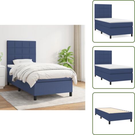 Cama azul - vidaXL Cama box spring con colchón tela azul 90x190 cm - Cama con cabecero ajustable
