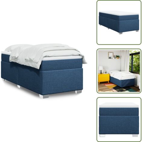 Cama azul - vidaXL Cama box spring con colchón tela azul 90x190 cm - Cama con muelles