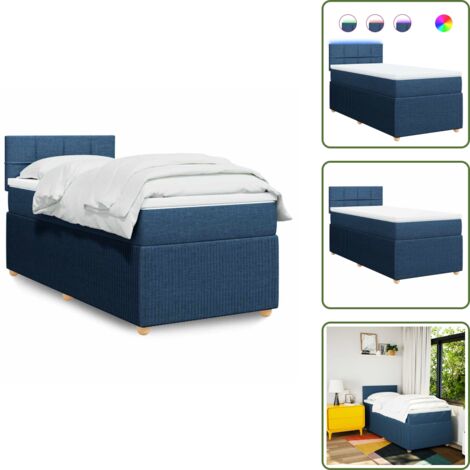 Cama azul - vidaXL Cama box spring con colchón tela azul 90x200 cm - Cama con cabecero