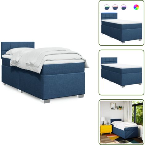 Cama azul - vidaXL Cama box spring con colchón tela azul 90x200 cm - Cama con cabecero