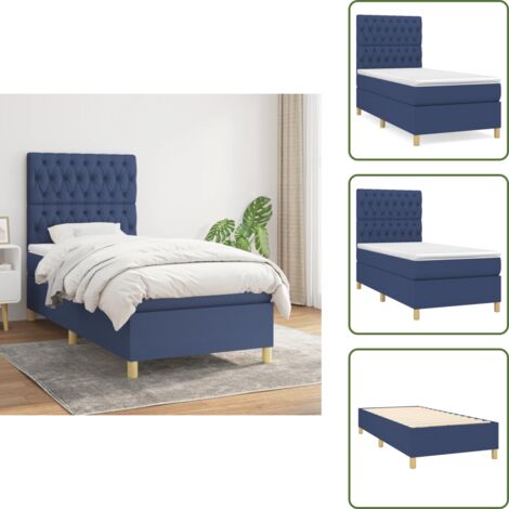 Cama azul - vidaXL Cama box spring con colchón tela azul 90x200 cm - Cama con cabecero ajustable