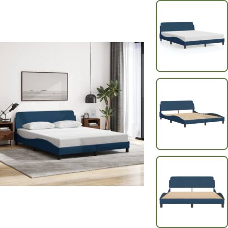 Cama azul - vidaXL Estructura de cama con cabecero Dover tela azul 160x200cm - Diseño moderno