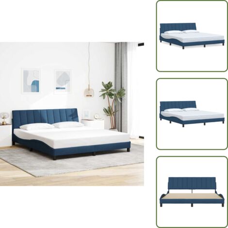 Cama azul - vidaXL Estructura de cama sin colchón Hanko tela azul 180x200 cm - Cama con cabecero