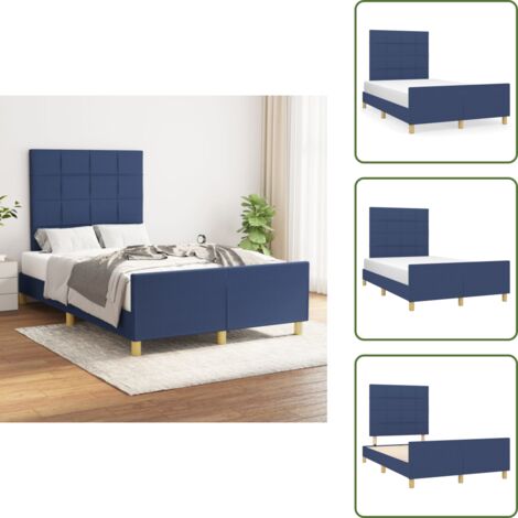 Cama azul - vidaXL Estructura de cama sin colchón tela azul 120x200 cm - Cama con cabecero