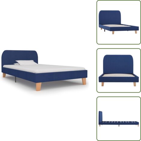 Cama azul - vidaXL Estructura de cama sin colchón tela azul 90x200 cm - Cama de hierro