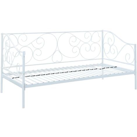 VENTE-UNIQUE Cama banqueta VIVIAN - 90 x 200 cm - Metal - Blanco