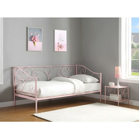 Cama banqueta VIVIAN - 90 x 200 cm - Metal - Rosa - Venta-unica - Rosa