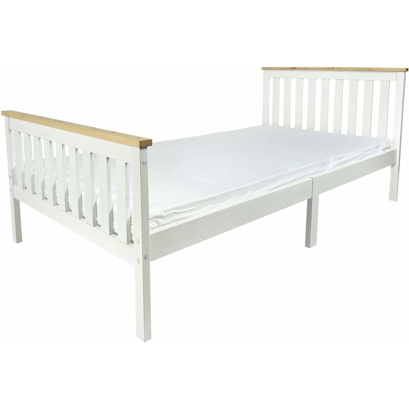 

Cama blanca MILANO PINE 200x90 de madera con un cómodo colchón