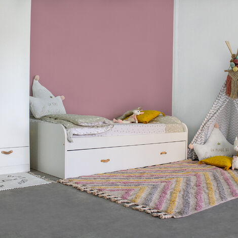 Cama blanca nido + 2 cajones Ana 105x190cm - CAMA + BASE TAPIZADA + COLCHÓN - CAMA + BASE TAPIZADA + COLCHÓN