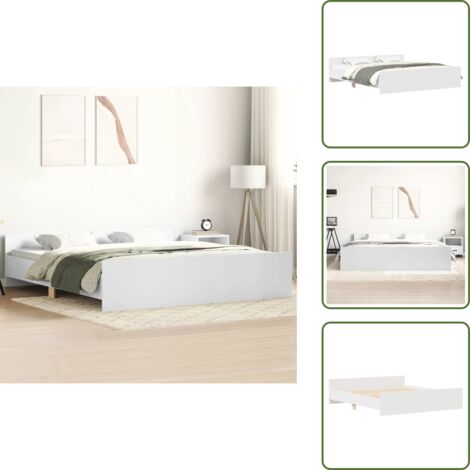 Cama blanca - vidaXL Estructura de cama con cabecero piecero blanco 200x200 cm - Cama de madera