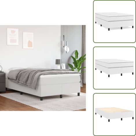 Cama blanca - vidaXL Estructura de cama con somier cuero sintético blanco 120x200cm - Colchón compatible