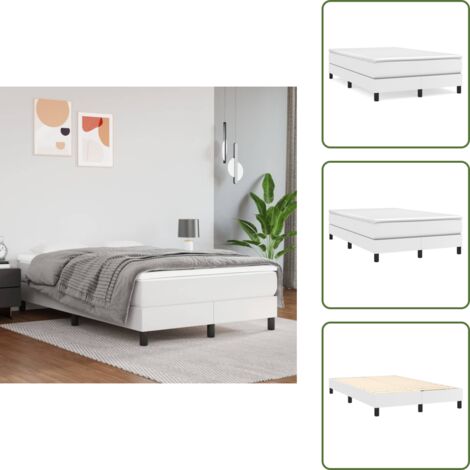 Cama blanca - vidaXL Estructura de cama con somier cuero sintético blanco 120x200cm - Colchón compatible