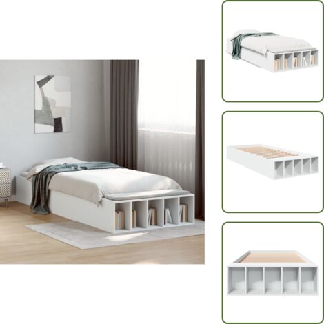 Cama blanca - vidaXL Estructura de cama madera de ingeniería blanca 100x200 cm - Cama con compartimentos