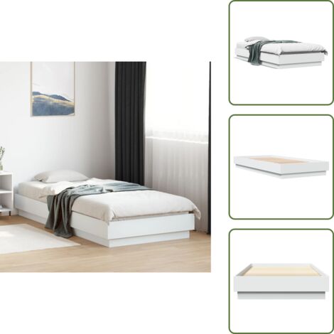 Cama blanca - vidaXL Estructura de cama madera de ingeniería blanca 100x200 cm - Cama de madera contrachapada