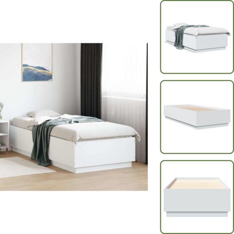 Cama blanca - vidaXL Estructura de cama madera de ingeniería blanca 100x200 cm - Cama moderna