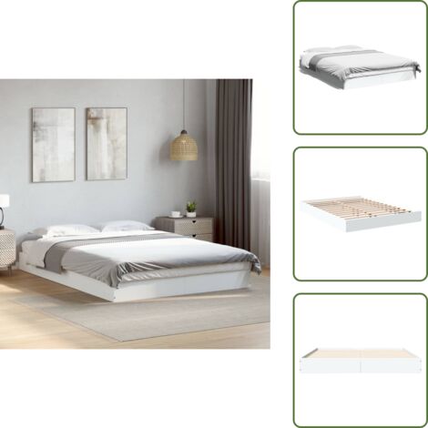Cama blanca - vidaXL Estructura de cama madera de ingeniería blanca 140x200 cm - Cama moderna