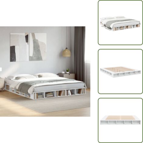 Cama blanca - vidaXL Estructura de cama madera de ingeniería blanca 180x200 cm - Cama con compartimentos