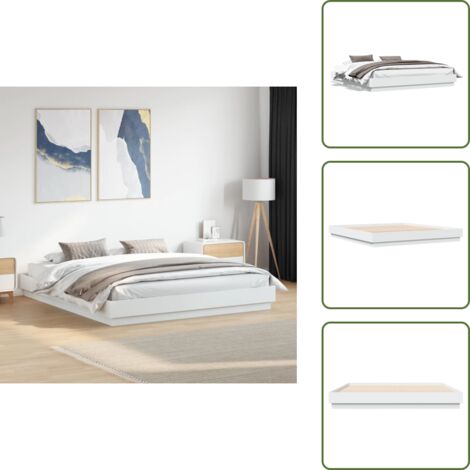 Cama blanca - vidaXL Estructura de cama madera de ingeniería blanca 200x200 cm - Cama de madera contrachapada