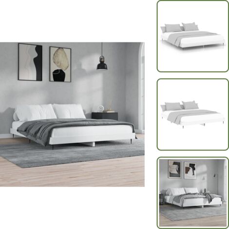 Cama blanca - vidaXL Estructura de cama madera de ingeniería blanca 200x200 cm - Cama de madera contrachapada