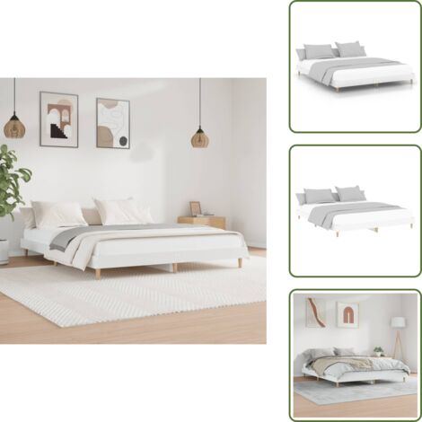 Cama blanca - vidaXL Estructura de cama madera de ingeniería blanca 200x200 cm - Cama de madera contrachapada