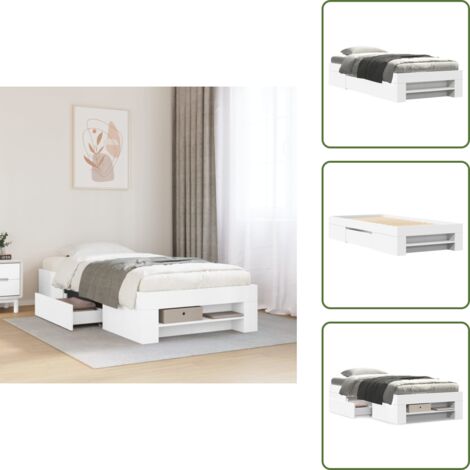 Cama blanca - vidaXL Estructura de cama madera de ingeniería blanca 75x190 cm - Cama con cajones