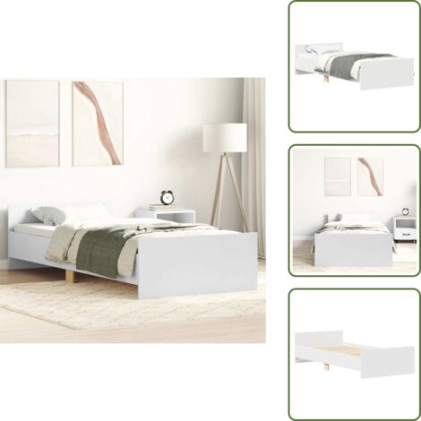 Cama blanca - vidaXL Estructura de cama madera de ingeniería blanca 75x190 cm - Cama de pino