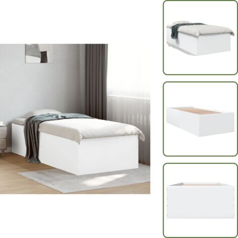 Cama blanca - vidaXL Estructura de cama madera de ingeniería blanca 75x190 cm - Cama moderna