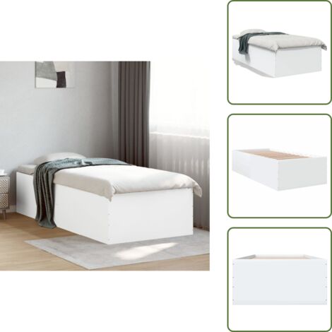 Cama blanca - vidaXL Estructura de cama madera de ingeniería blanca 90x190 cm - Cama moderna