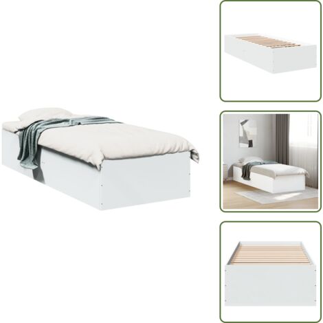 Cama blanca - vidaXL Estructura de cama madera de ingeniería blanca 90x190 cm - Cama moderna