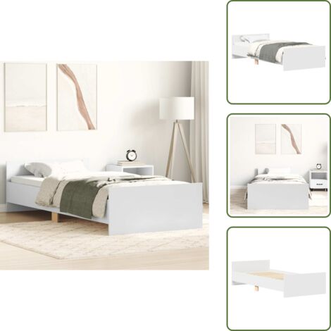 Cama blanca - vidaXL Estructura de cama madera de ingeniería blanca 90x200 cm - Cama de pino