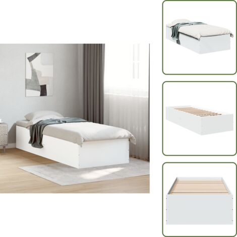 Cama blanca - vidaXL Estructura de cama madera de ingeniería blanca 90x200 cm - Cama moderna